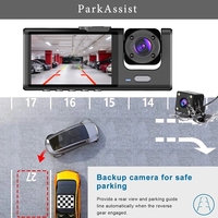 Cámara para Coche Full HD 1080P con Pantalla IPS, 3 Lentes, Grabación Delantera y Trasera, DVR, Caja Negra