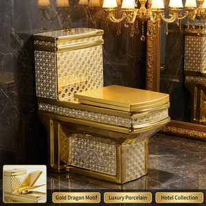 Inodoro de Lujo Dorado con Dragón de Porcelana, Sanitario de Cerámica de Una Pieza para Hoteles - Product Image 2