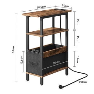 Narrow Nightstand with Charging Station, Small <strong>Skinny</strong> <strong>Bedside</strong> <strong>Table</strong> with Drawer, Slim Thin Bed Side <strong>Table</strong> for Small Spaces - Product Image 2