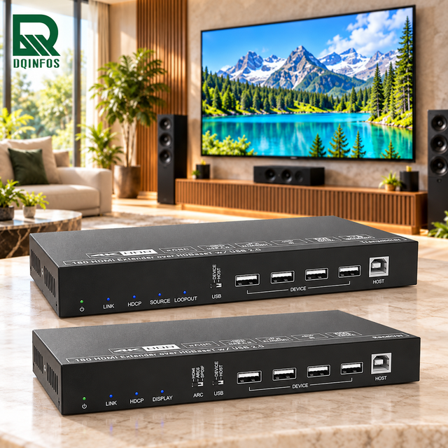 18G HD-MI 2.0 KVM Extender 100 Meter HDBaseT3.0 Uncompressed Transmission One Power Supply PoC for Home Theater