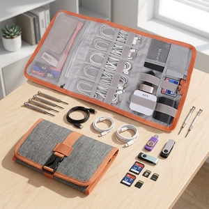 Bolsa Organizadora de Accesorios con Cierre de Poliéster, Estuche Universal <span class=keywords><strong>para</strong></span> Dispositivos Electrónicos de Viaje, <span class=keywords><strong>para</strong></span> Cargadores y Cables USB - Product Image 3