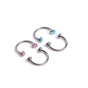 Yeni Kedi Gözü Taşı Moda Basit Yanardöner <span class=keywords><strong>Aurora</strong></span> Piercing Takı At Nalı Yüzük Burun Halkası Dudak Halkası - Product Image 5