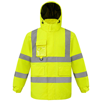 Combinaison de pluie de sécurité réfléchissante imperméable de classe 3 ANSI haute visibilité avec 2 poches plaquées et logo personnalisé
