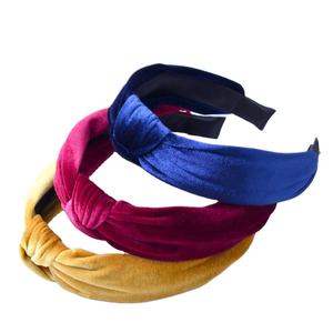 Cina All'ingrosso Della Fabbrica di Alta Qualità Delle Ragazze Hairband Velluto Fasce Larghe Croce Annodato Fasce Per Capelli - Product Image 2