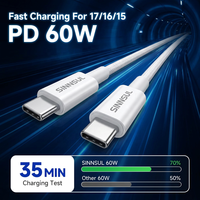 Cable USB C a C de Carga Rápida PD de Nailon Trenzado de 60 W con Color Personalizado OD 3.8 para iPhone y MacBook