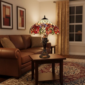 Lámpara de Mesa Ajustable de Estilo Europeo de 16'' con Diseño de Escamas de Pescado en Vidrio Tiffany, Base de Resina, LED DC que Cuida la Vista, para Sala de Estar - Product Image 4