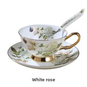 <span class=keywords><strong>Bona</strong></span> China ถ้วยกาแฟเซรามิกลายดอกไม้หรูหราขนาด220มล. ชุดจานรองถ้วยชาพอร์ซเลน - Product Image 4