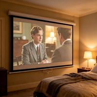 Écran de projection portable manuel blanc mat de 120 pouces, 4K Ultra HD 16:10, auto-verrouillant, rétraction lente pour home cinéma