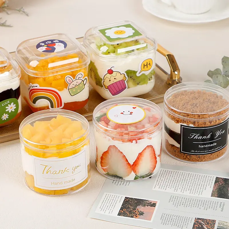 China großhandel benutzerdefinierte lebensmittel gewürzglas verpackungsbehälter süßigkeiten eiscreme-glas kunststoff-keks-gläser mit deckeln