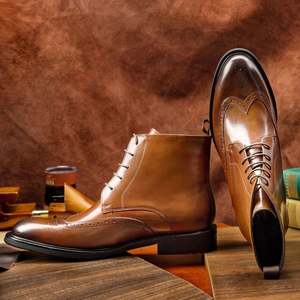 Bottes Chelsea en cuir véritable pour hommes, sur mesure, formelles, luxueuses, en cuir de vachette, chaussures d'hiver à la cheville - Product Image 1