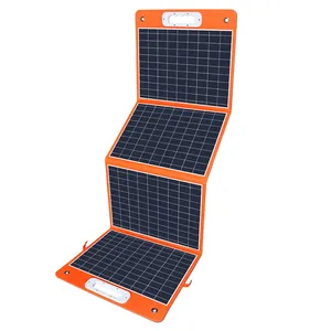 便携式折叠80W 100W 120W 18v太阳能毯光伏面板，适用于笔记本电脑、手机、户外野营太阳能充电器