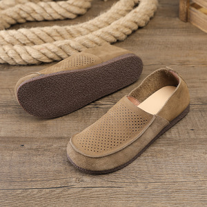 Mocasines de Gamuza para Hombre, Punta Redonda, Sin Cordones, Transpirables, Casuales de Verano, Forro de Cuero Genuino, Suela de Goma - Product Image 3