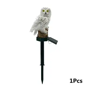 Cross-Border Supplier Xmas Festival Decoration Outdoor Owl Design Ornament Lamp Resin Solar LED Garden Owl Landscape Light