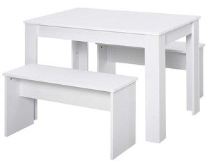 Stile moderno <span class=keywords><strong>tavolo</strong></span> <span class=keywords><strong>da</strong></span> pranzo quadrato <span class=keywords><strong>con</strong></span> 2 panche pannello in legno sala <span class=keywords><strong>da</strong></span> pranzo mobili per piccoli appartamenti e alberghi - Product Image 1