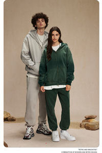 Sudadera Unisex Extra Grande con Capucha y Cierre, Color Sólido, Forro Polar, Informal, con Logotipo Estampado en la Parte Delantera, Transpirable, Ecológica, 360g - Product Image 2