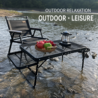 Ensemble table et chaises pliantes en maille pour camping, barbecue, pique-nique, pliable, portable, léger, mobilier d'extérieur populaire