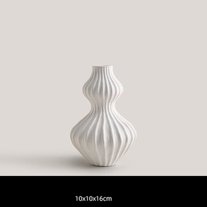 Vase en céramique simple motif coquille Texture givrée <span class=keywords><strong>Pot</strong></span> de fleur <span class=keywords><strong>hydroponique</strong></span> créatif rayé noir et blanc Colorway Vase en céramique - Product Image 3
