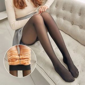 Collants en velours effet peau, collants polaires taille haute pour femmes, Leggings chauds d'hiver en laine - Product Image 1