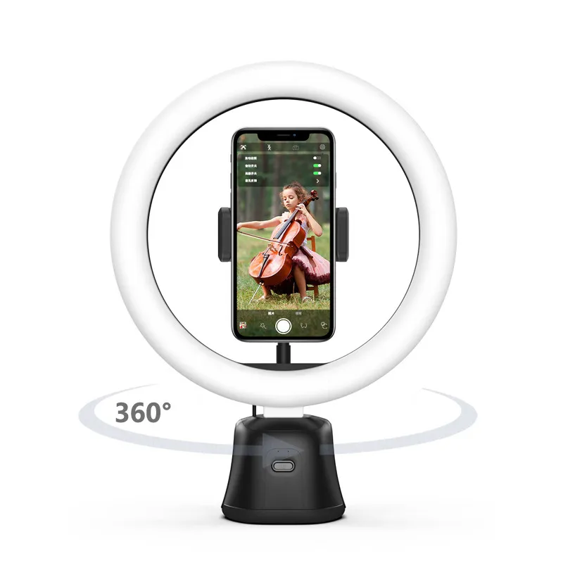 New 360 Auto Face Recognition Live Photography Stabilizer LED Intelligent Tracking Ring Fill Light With Phone Holder