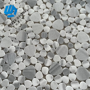 <span class=keywords><strong>Prix</strong></span> d'usine, mosaïque de marbre blanc à motif de galets polis pour le sol et la décoration murale de la salle de bain - Product Image 2