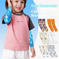 Manguitos deportivos de seda helada con estampado digital para niños, diseño de dibujos animados, para ciclismo y actividades al aire libre en verano.