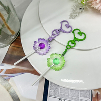 Daisy Lollipop Resin Paduan Transparan Hiasan Bunga Warna-warni Lucu Gantungan Kunci Liontin Ponsel untuk Aksesoris Kamera Ponsel