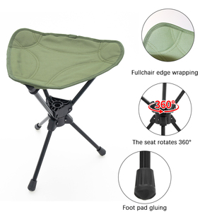 Outdoor camping rotating three-legged <b>stool</b> aluminum alloy <b>folding</b> chair ultra-light portable fishing <b>stool</b> mountaineering campi - Product Image 5