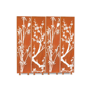 GNEE Modern Art Deco Laser Cut Corten Steel Foldable Durable Waterproof Outdoor Garden <b>Room</b> <b>Dividers</b> <b>Screen</b> Storage - Product Image 1