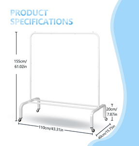 Portable Floor Standing Clothes Rack Simple Double Pole Metal Clothing Display Rack Large Capacity Mountainous Clothes Rack - Product Image 2