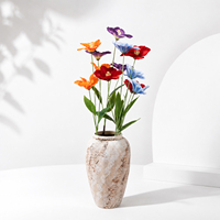 Arrangement floral artificiel de luxe en soie, 3 têtes de tulipes, pour entrée, table à manger, toile de fond de mariage, décoration photo