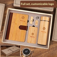 Ensemble Cadeau d'Affaires Haut de Gamme en Bois de Bambou : Tasse Isotherme, Carnet, Stylo, Clé USB – Style Chinois, Boîte Cadeau Culturelle et Créative