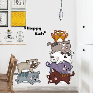 Pegatinas de pared de gato de dibujos animados para niños, decoración para el hogar, sala de estar, dormitorio, decoración de <span class=keywords><strong>vinilo</strong></span>, Mural, calcomanías para guardería - Product Image 6