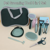 Kit de Toilettage pour Animaux de Compagnie 8-en-1 en Acier Inoxydable et Plastique Écologique, Luxe, Simple, Portable et Pratique pour Chiens et Chats - Ongles