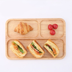 Plateau de service en bois de style japonais à trois compartiments pour le petit-déjeuner, idéal pour la maison et les cafés - Product Image 1
