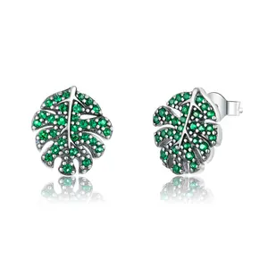 New green leaf sterling silver earrings for ladies jewelry accessories