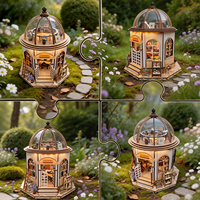 Kit de construction de maison miniature 3D en bois à monter soi-même pour insert de bibliothèque, avec couvercle anti-poussière, pour décoration de bibliothèque et cadeau