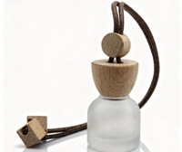 Vente en gros de flacons de parfum pour voiture en verre conique de 10 ml, flacons de parfum vides à suspendre pour voiture avec bouchon en bois