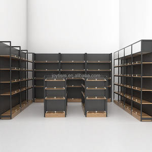 ชั้นวางสินค้าแบบกอนโดลาลายไม้สั่งทำพิเศษสำหรับซูเปอร์มาร์เก็ต พร้อมอุปกรณ์โลหะสำหรับจัดแสดงสินค้า - Product Image 4