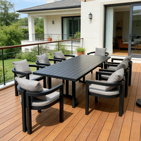 Ensemble de table à manger d'extérieur en aluminium carré moderne - Finition durable, imperméable et résistante aux UV, garantie de 3 ans, utilisation pour les banquets dans les hôtels