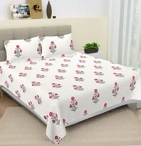 Kraliyet Premium tasarım kral boyutu çarşaf 2 yastık kapakları ile 100% pamuk çiçek baskılı çarşaf yeni hindistan tarzı ev kullanımı