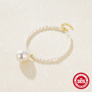 Pulsera de Plata de Ley S925 con Perlas de Agua Dulce Irregulares, Joyería de Moda para Mujer, Ideal para Fiestas - Product Image 2
