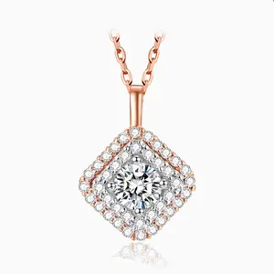 2022 latest design jewelry set 14k 18k Au750 real gold solitaire moissanite diamonds pendant necklace for women