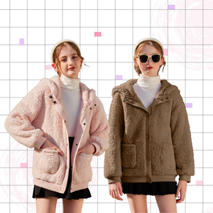 Bouton pression vers le bas nouveau design filles manteau deux poches latérales filles manteau 2 3 <span class=keywords><strong>ans</strong></span> à manches longues enfants veste d'hiver pour les filles - Product Image 1