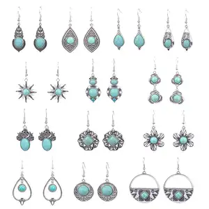 2023 NEW Bohemia Retro Turquoise Stone Tassel Drop Earrings Boho National Style Eardrop Vintage earring Jewelry For Women