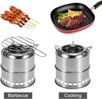 Poêle à bois portable détachable en acier inoxydable pour le camping en plein air feu de bois coupe-vent pour pique-niques barbecues cuisine