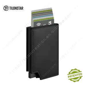 OEM&ODM Slim Card Holder Leather Wallet Men Rfid Care Case Carbon Fiber Aluminum Pop Up Wallet