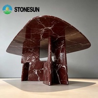 Table à manger en marbre Rosso Levanto naturel sur mesure STONESUN, mobilier de salle à manger moderne de luxe italien