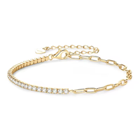 Bracelet tennis cubain de luxe en argent sterling 925 plaqué or 14 carats avec moissanite taillée de 2 mm certifiée pour femme