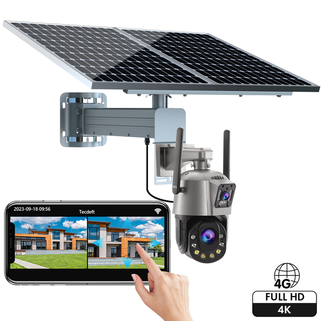TecDeft 36x Zoom 8MP 4K Dual Lens Solar Security Camera Outdoor 4G/WiFi Wireless with PAN-TILT & Two-way Audio