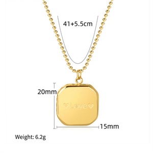 Fashion Jewelry Women's <b>Necklace</b> Custom Stainless Steel Zircon Pendant Blank Engraved Geometric Square Letter Casual/Sporty - Product Image 5